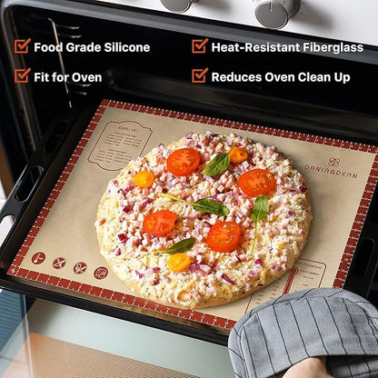 2 Pack Non Stick 26''x16'' Extra Large Thick Silicone Pastry Mat and 16''x11'' Cooking Mats, Double Measures Scale for Non-slip Silicone Baking Sheet,Counter Mat, Dough Rolling, Reusable Bakeware Mats - Image 3