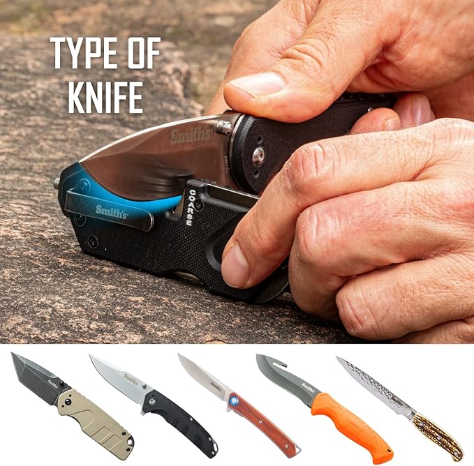 Smith’s Pocket Pal Tactical Knife Sharpener - 2 Stage Sharpener & Diamond Sharpening Rod - Pocket Clip - Outdoor Hunting Knife & Hook Sharpener - Compact & Lightweight - Image 5