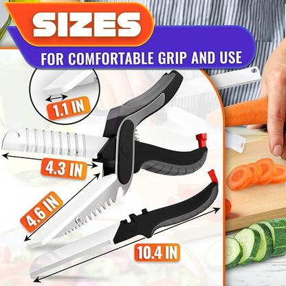 Cutting Board Scissors for Food – 7-in-1 Kitchen Food Scissors with Ribbed & Flat Blades for Easy Meat, Fruits & Veggies Cutting and Decorative Slicing – Easy To Clean Kitchen Shears With Safety Lock - Image 2
