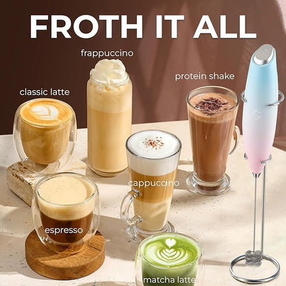 Zulay Kitchen Patented Tornado Triple Whisk Milk Frother with 4 Duracell Batteries – Handheld Foam Maker for Coffee, Lattes, Matcha & Hot Chocolate – Rich, Creamy Froth in Seconds - Orchid - Image 5