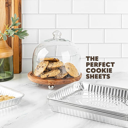 PLASTICPRO Aluminum Pans 20 Pack Disposable Cookie Sheets 9'' x 13'' Baking Pans Premium Quality Heavy Duty Cookie Sheet Pans - Image 3