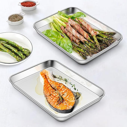 Homikit 1 Pack Baking Sheet, 10 x 8 Inch Stainless Steel Cookie Tray Set for Cooking Toasting, Small Metal Toaster Oven Baking Pan Non Stick, Rustproof & Mirror Finish, Dishwasher Safe - Image 6