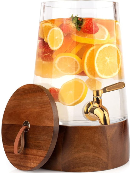 FOODLE Glass Drink Dispenser with Spigot - Glass Beverage Dispenser with Stand - Perfect for Parties & Everyday Use - Pitcher for Water, Lemonade, Sangria, Punch & Juice - Leakproof Spout - 1 Gallon by FOODLE