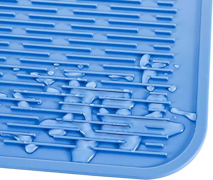 MicoYang Silicone Dish Drying Mat for Multiple Usage,Easy clean,Eco-friendly,Heat-resistant Silicone Mat for Kitchen Counter or Sink,Refrigerator or Drawer Liner Lichen BlueL 3XL 28 inches x 18 inches - Image 9