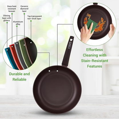 NutriChef Professional 12-Piece Brown Nonstick Cookware - PFOA/PFOS-Free, Heat Resistant Lacquer, Elegant Design, Multi-Sized Pots and Pans - Image 5