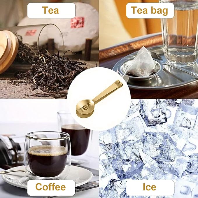 2Pcs Gold & 2Pcs Silver Tea Bag Squeezer, Stainless Steel Clip On Strainer, Tea Spoon Tongs For Loose Tea Ice Sugar Cubes, Tea Bag Holder Tea Accessories For Tea Drinkers