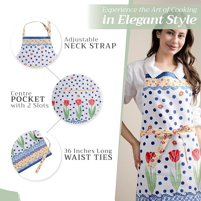 Maison d' Hermine 100% Cotton Apron for women with Pocket Kitchen Chef Apron for Men Cooking Mothers Day Gifts - Image 5