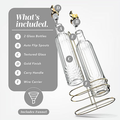 COOK WITH COLOR Glass Olive Oil Bottle Dispenser - 2 Pack- 17oz Oil and Vinegar Cruet - Olive Oil Carafe Decanter for Kitchen, Elegant Fluted, Clear - Image 2
