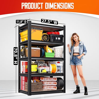 71.2"H-28"W-12"D Garage Shelving-5 Tier Garage Storage Shelves,Adjustable Heavy Duty Metal Shelving Unit and Storage Large Rack,Utility Steel Shelf For Warehouse Industrial Pantry Basement Organizers