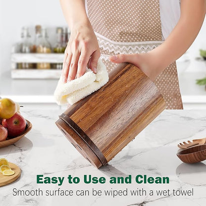 Utensil Holder, Acacia Wood Kitchen Utensil Holder for Countertop, 360°Rotating Cooking Utensil Crock for Kitchen Counter, 7.2" Large Utensil Organizer for Spatula - Image 4