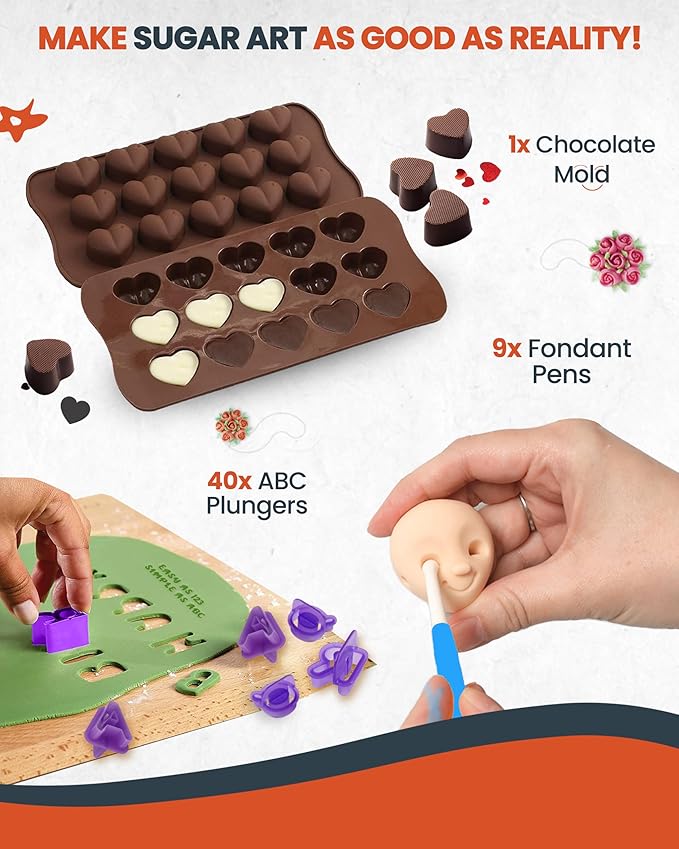 RFAQK 700PCs Cake Decorating Kit with Baking Supplies - Cake Turntable for Decorating with Baking Pans, Leveler, 24 Numbered Piping Tips, 2 Spatulas, Fondant Tools, Video Course, Pattern Chart & More - Image 6