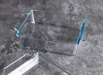Rectangular Tempered Glass Casserole Dish, Tempered Glass Baking Dish with Glass Cover. Oven, Freezer and Dishwasher Safe.- 1.5 Liter