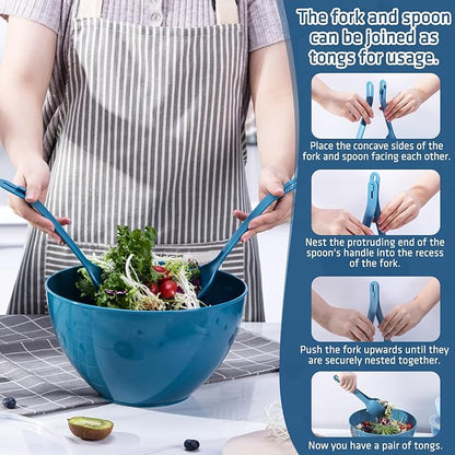 LUXEAR 14 Piece Mixing Bowls with Lids Set, Super Large(6.87-0.21QT) Plastic Nesting Bowls 6 Prep Bowls 6 Lids 2-in-1 Spoon-For Microwave Dishwasher Safe for Preparing Mixing Serving Storing