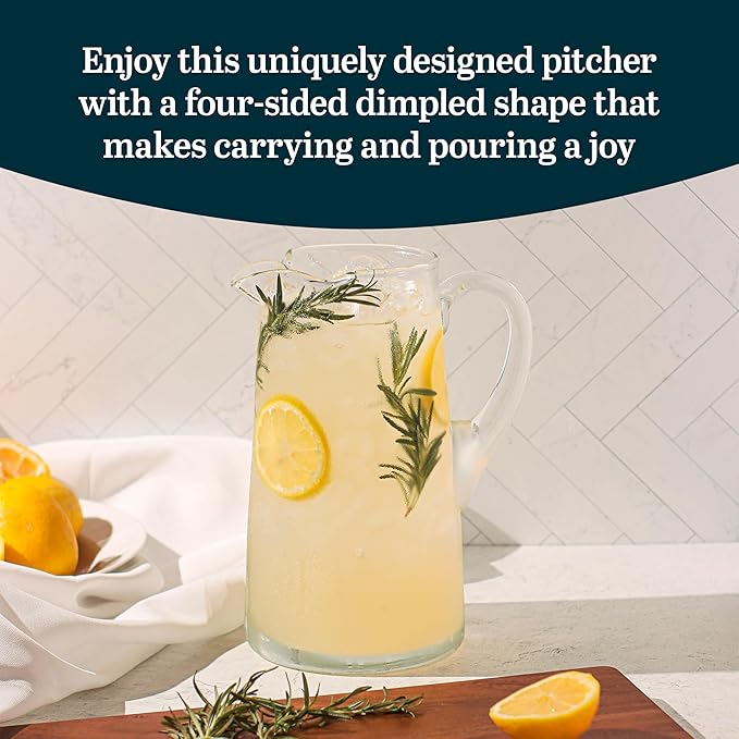 Libbey Impressions Large Glass Pitcher, 80 Oz, Clear, Tall Cocktail Pitcher, Modern Glass Pitchers with Handle for Lemonades, Iced Tea, Wine and More - Image 3