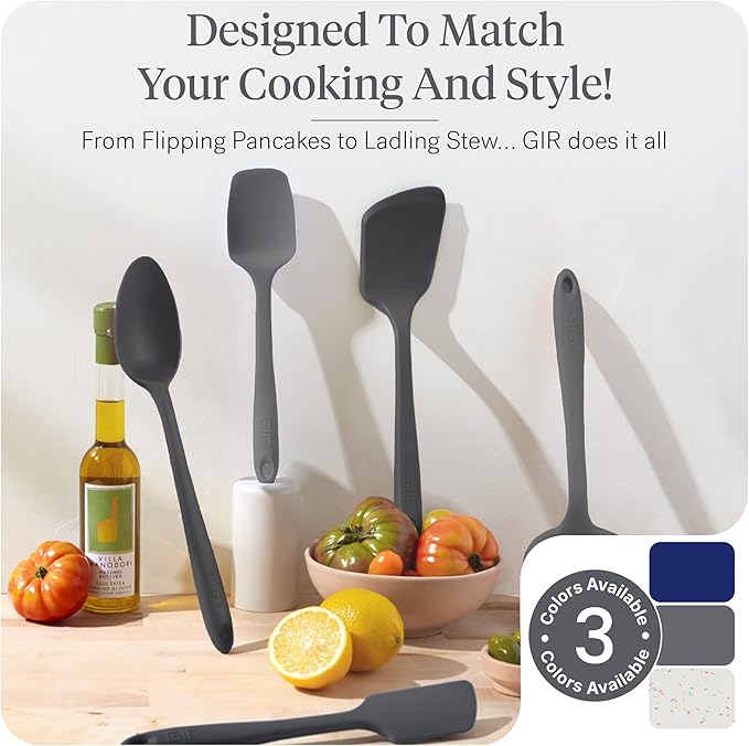 GIR: Get It Right 10-Piece Silicone Essentials Kitchen utensils set - Ladle, Spatula, Flip, Spoon & Spoonula - Non toxic cooking utensils for Nonstick Cookware, Cooking and Baking - Charcoal - Image 6