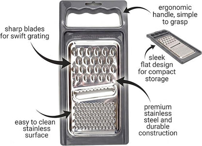 Cheese Grater with Handle, Stainless Steel, Cheese Shredder, Fruit and Vegetable Zester, Multifunction Kitchen Tool, Hampton Distribution - Image 4