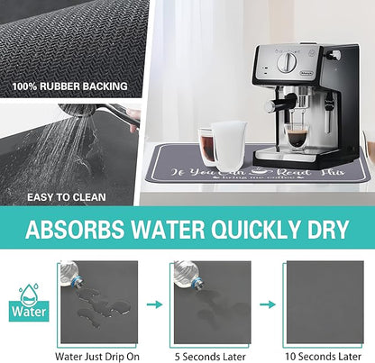 Coffee Bar Mat for Countertops 18inx24in,Absorbent Hide Stain Anti-Slip Cafe Bar Accessories Fit Under Coffee Machine Mat,dish drying mats for kitchen