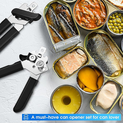Gisafai 8 Pcs Can Opener, 3-in-1 Multifunctional Manual Can Openers, Stainless Steel Heavy Duty Handheld Openers with Safety Edge Labor Saving Handle for Kitchen Restaurant - Image 6