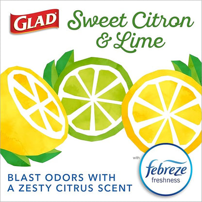 Glad Small Kitchen Drawstring Trash Bags, 4 Gallon, Febreze Sweet Citron & Lime, 34 Count