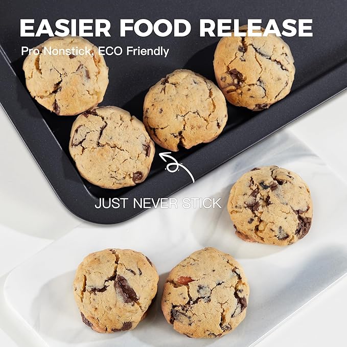 HONGBAKE XL Large Baking Sheet Set-19x13.25 in, Large Cookie Sheet Pan, Nonstick Oven Tray with Wider Grips, 3 Pack Bakeware, Dishwasher Safe - Dark Grey - Image 6