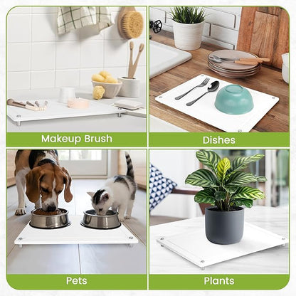 Zinovo Stone Dish Drying Mats for Kitchen Counter, Quick Dry Water-Absorbent Diatomaceous,Non-slip Bracket,Heat Resistant, Faucet Mat for Sink/Washbasin, for Cups /Bottles/Plants,15.6"L x 11.8"W,White