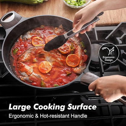 SENSARTE Nonstick Frying Pan Skillet 12.5Inch Large Non Stick Omelette Pans with Ergonomic Handle, Healthy Kitchen Cooking Chef's Pan, Free of Intentionally Added PFOA, Induction Compatible, Black - Image 3
