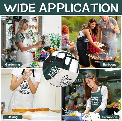 Jeyiour 3 Pack Funny Cooking Aprons Women Oil-proof Kitchen Aprons with Pockets for Home Chef BBQ Mother Day Birthday Gifts(Black, Green, White)
