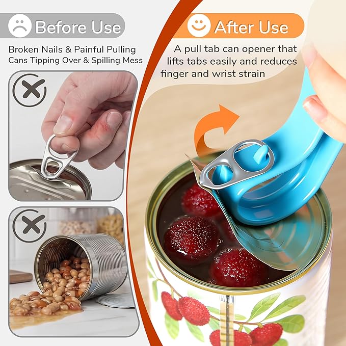 2 Pack 2-IN-1 Ring Pull Can Opener and Canning Jar Opener with Magnets,Can Openers for Seniors,Arthritis,Parkinson’s,Mason Jar Openers for Weak Hands,Releases Vacuum Seal,Magnetic Refrigerator Storage