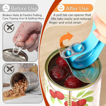 2 Pack 2-IN-1 Ring Pull Can Opener and Canning Jar Opener with Magnets,Can Openers for Seniors,Arthritis,Parkinson’s,Mason Jar Openers for Weak Hands,Releases Vacuum Seal,Magnetic Refrigerator Storage