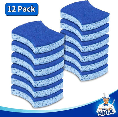 MR.SIGA Non-Scratch Cellulose Scrub Sponge, Dual-Sided Dishwashing Sponge for Kitchen, 12 Pack - Image 6