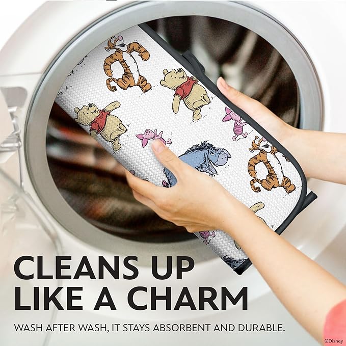 Disney Dish Drying Mats for Kitchen Counter (2 Pack) – 16" x 18" Absorbent Kitchen Drying Mats for Dishes – Mickey & Minnie, Winnie the Pooh, & Stitch Dish Mats - Image 6