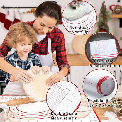 Large 24" x 16" Silicone Baking Mat | Non-Slip Pastry & Dough Mat with Dough scraper | Ideal for Rolling Out Pie Crusts, Fondant, and More | Oven-Safe Silicone Liner (24''L X 16''W) - Image 2