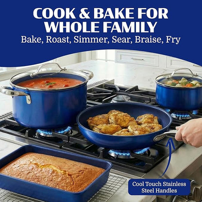 Granitestone Ceraluxe 20 Pc Ceramic Cookware Set Nonstick, Complete Pots and Pans Set Non Stick with 5 Pc Bakeware Set, Deep Frying Pan Set, & Steamer, Non Toxic PFOA Free, Oven & Dishwasher Safe - Image 8