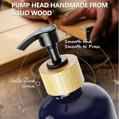 Cisily Navy Blue Kitchen Dish Soap Dispenser, 16 fl Oz Dual Kitchen Soap Dispensers with Sponge Holder, Customized Stainless Steel Kitchen Soap Dispenser Set, Modern Hand and Dish Soap Bottle Set - Image 5