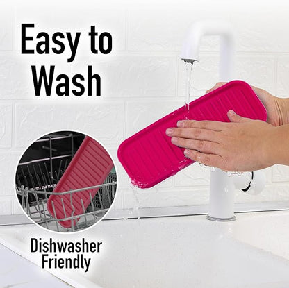 Zulay Kitchen (9x3.5) Silicone Sponge Holder for Kitchen Sink - Flexible Multipurpose Soap Tray - Sink Organizer for Kitchen, Bathroom, Makeup, Trinkets & More (Wine Red) - Image 7