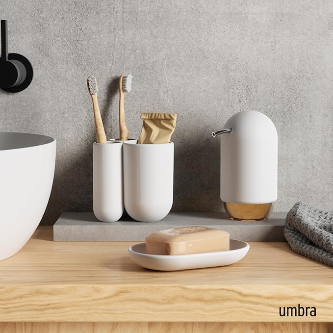 Umbra Touch Soap Dispenser Pump 13 oz (384 ml) Capacity for Liquid Soap or Hand Sanitizer, Easy to Refill, White - Image 2