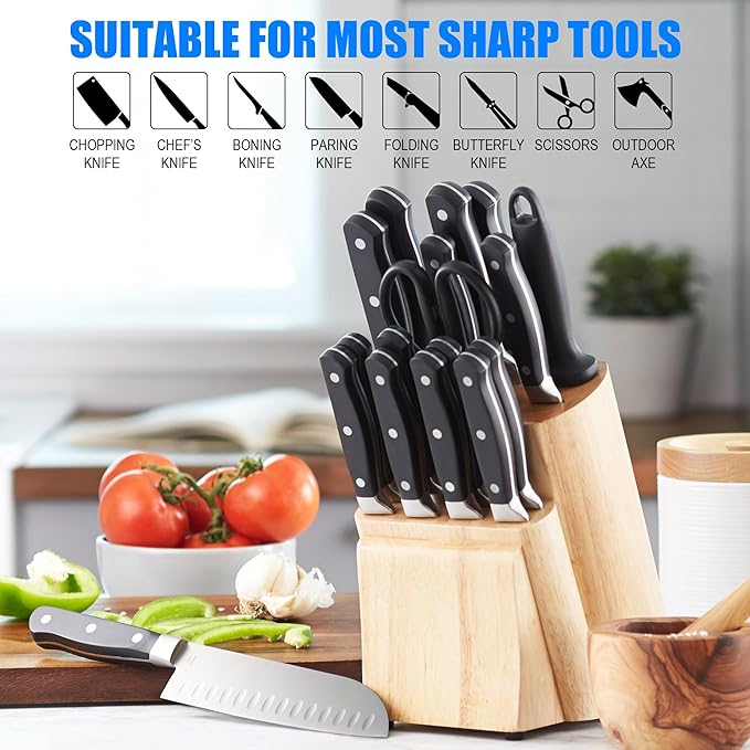 Premium Whetstone Knife Sharpening Stone 2 Side Grit 1000/6000 Waterstone- Whetstone Knife Sharpener & Honing Stones - NonSlip Bamboo Base & Angle Guide
