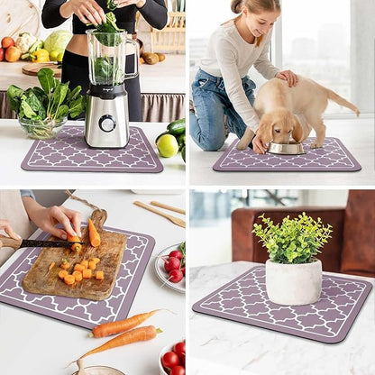WISELIFE Dish Drying Mat Super Absorbent Drying Mat Large Dish Drying Mats for Kitchen Counter Easy Clean Dish Mat Kitchen Drying Mat15"x 18" Stylish Purple - Image 6