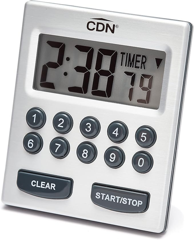 CDN Direct Entry 2- Alarm Digital Kitchen Timer | Counts Up & Down, 10 Hours by Hours, Minutes & Seconds, Big Digit, Loud & Long Audio/Vibrate Alarm, Stand, Hang, Magnet Mounting - TM30 by CDN-ComponentDesignNorthwestInc