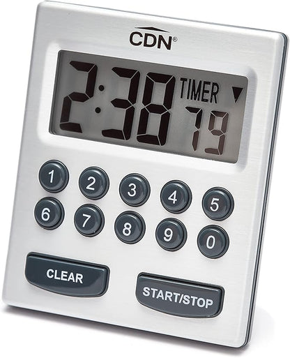 CDN Direct Entry 2- Alarm Digital Kitchen Timer | Counts Up & Down, 10 Hours by Hours, Minutes & Seconds, Big Digit, Loud & Long Audio/Vibrate Alarm, Stand, Hang, Magnet Mounting - TM30 by CDN-ComponentDesignNorthwestInc