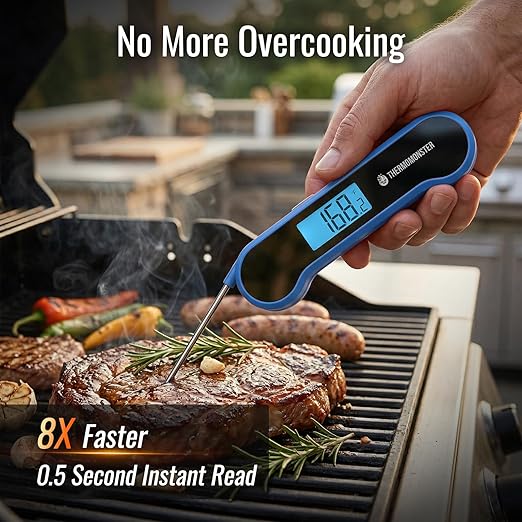 0.5 Sec Instant Read Meat Thermometer Digital with ±0.5℉ Precision, Food Thermometer for Cooking Kitchen Gadgets, Oven Grill Candy BBQ Essentials Accessories, Gifts for Him Dad Men Birthday, Blue - Image 2