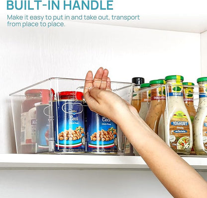 Vtopmart Clear Plastic Pantry Organizer Bins, 4 PCS Food Storage Bins with Handle for Refrigerator, Fridge, Cabinet, Kitchen, Countertops, Cupboard, Freezer Organization and Storage, BPA Free, Large - Image 4