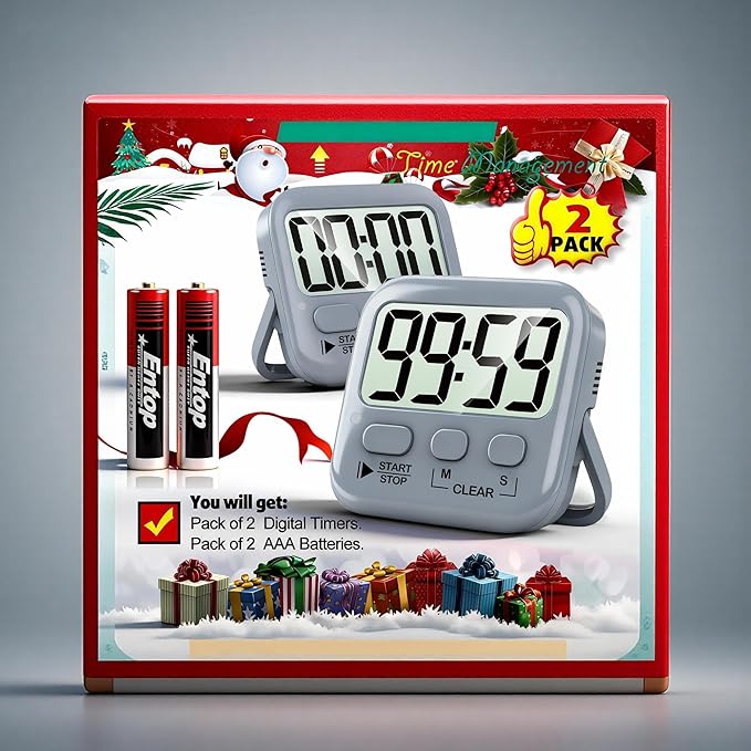 Antonki 2 Pack Digital Timer for Kids, Magnetic Countdown Kitchen Timers for Cooking, Egg, Classroom, Teacher, Exercise, Study, Oven - Battery Included - Image 9