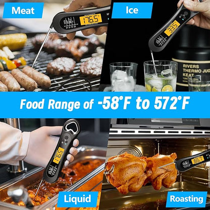 Meat Thermometer Digital, Instant Read Meat Thermometer for Grill and Cooking, with Bottle Opener, Backlight & Calibration Food Thermometer, Kitchen Gadgets for BBQ, Turkey, Candy, Liquids - Image 6