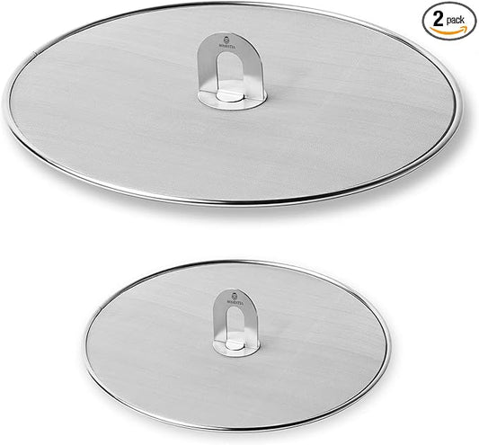 Homestia Splatter Screen for Kitchen, Stainless Steel Fine Mesh Splatter Screen for Frying Pan, 10, 13 Inch Grease Splatter Guard with Fold Flat Knob (2 Pieces) by Homestia