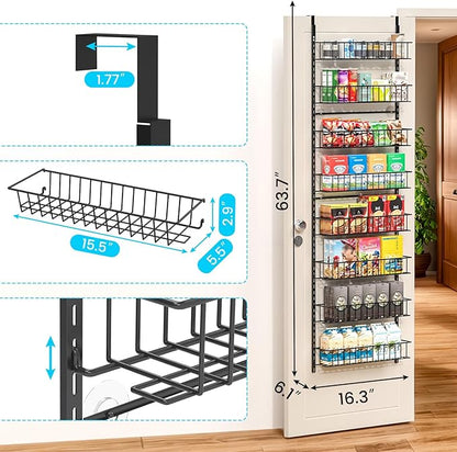 ElegantArray 8-Tier Pantry Door Oragnizer, Over The Door Pantry Organizer Rack and Storage, Hanging Spice Rack Shelves Door, Home Office Laundry Room Bathroom & Kitchen Organization Essentials Metal - Image 3