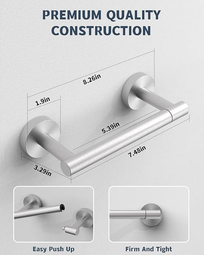 RARXTR Bathroom Toilet Paper Holder Wall Mount SUS304 Stainless Steel Double Post Pivoting Toilet Paper Roll Holder Wall Mounted for Bathroom RV Commercial Toilet Tissue Dispensers, Brushed Nickel