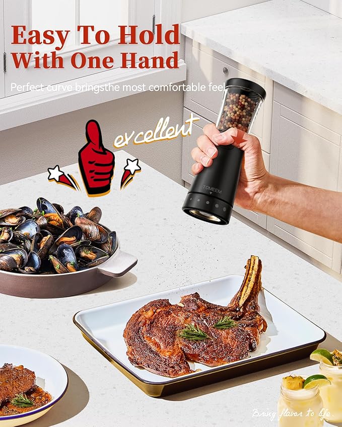 Electric Salt and Pepper Grinder Set with Storage Base, Stainless Steel Rechargeable Salt and Pepper Grinder Set with 4.5 oz Large Capacity, 1.8" Wide Mouth, Adjustable Coarseness, Ideal for Kitchen - Image 3