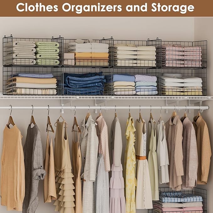 Yociyoga 3-Tier Stackable Closet Organizers and Storage Shelves, Foldable Closet Shelf Organizer, Stackable Storage Bins Drawers for Closet Organizer System, Black(Patent No. 30022416) - Image 7