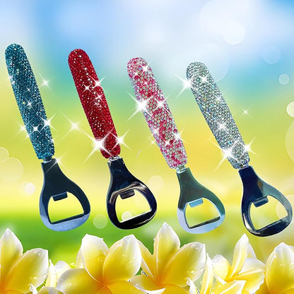 Handcrafted Silver Crystal Bling Beer Opener – Sparkle Diamond Bottle Openers for Home Bar, Bartenders, Party, Wedding Gift, Glitter Accessory for Women & Men